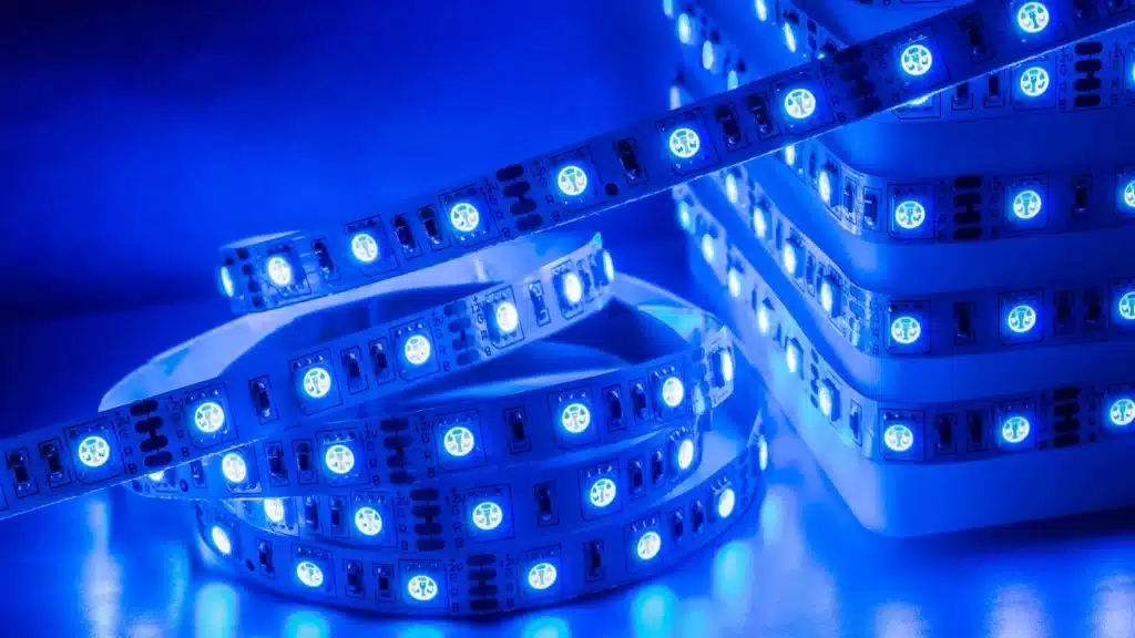 blue colored LED lights strip