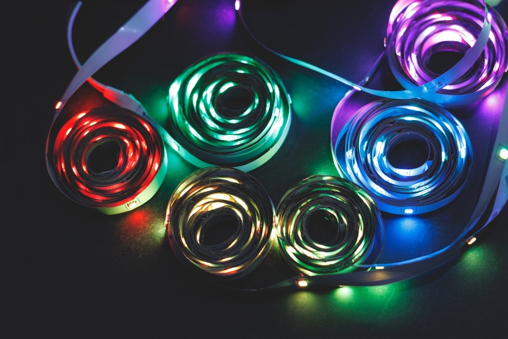 A view of strips of rolled LED lights