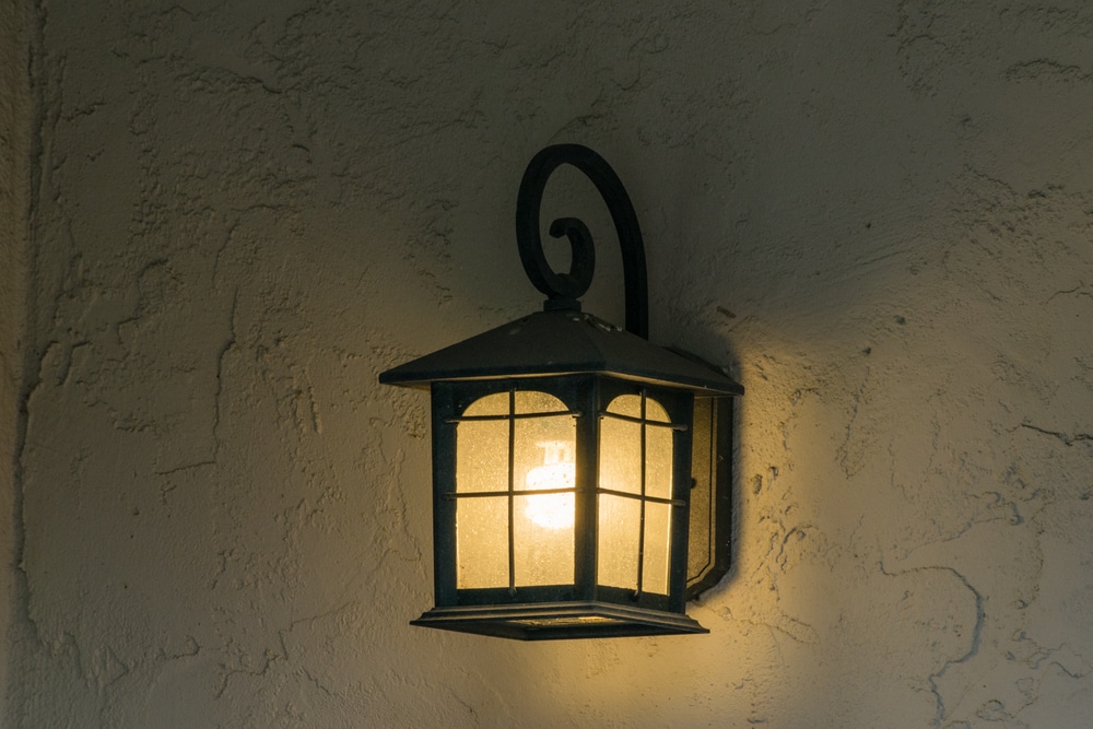 Glowing Street Lamp Mounted On Wall